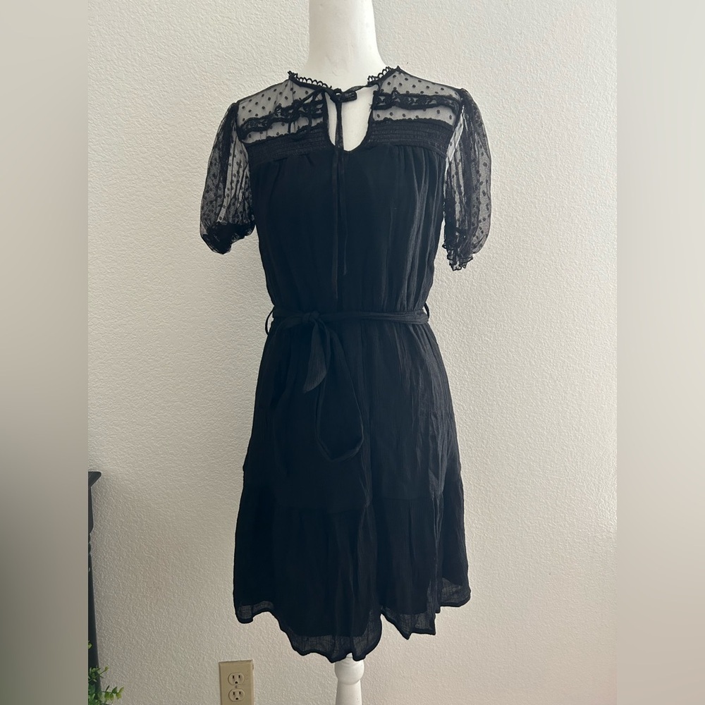 Sweet Wanderer Black Tiered Ruffled Mini Dress size M